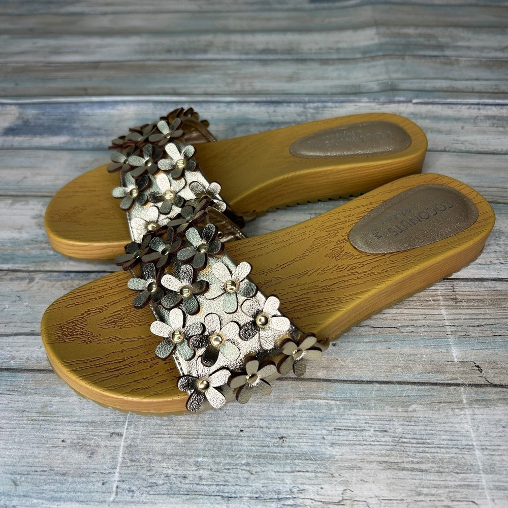 Coconuts by Matisse Chelsea Sandals Size‎ 7 Metallic Slide Womens Gold Casual
